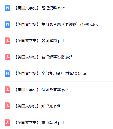 专业课《英国文学史》知识点+重点笔记+试题及答案