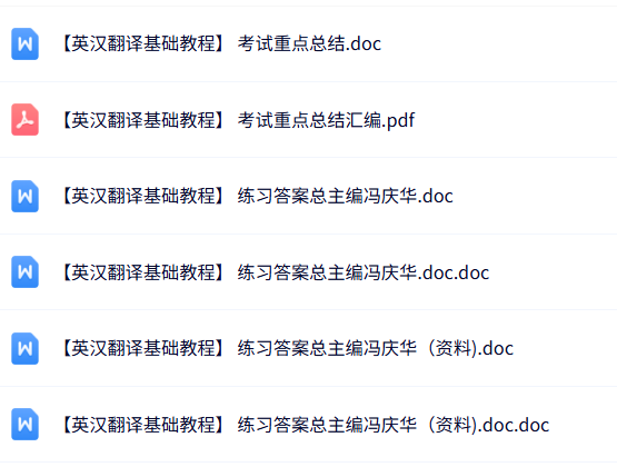 冯庆华《英汉翻译基础教程》知识点+重点笔记+试题及答案