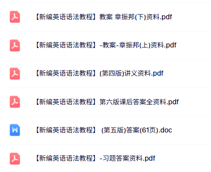 《新编英语语法教程》第4/5/6版 课后答案+讲义资料