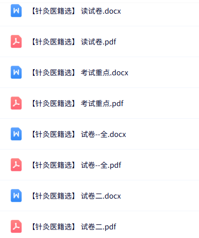 专业课《针灸医籍选》知识点+重点笔记+试题及答案