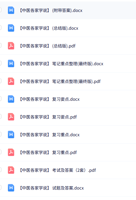 专业课《中医各家学说》知识点+重点笔记+试题及答案