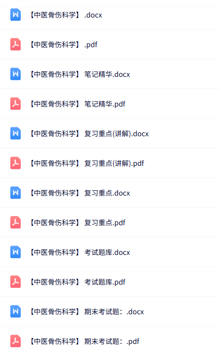专业课《中医骨伤科学》知识点+重点笔记+试题及答案