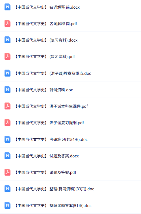专业课《中国当代文学史》知识点+重点笔记+试题及答案